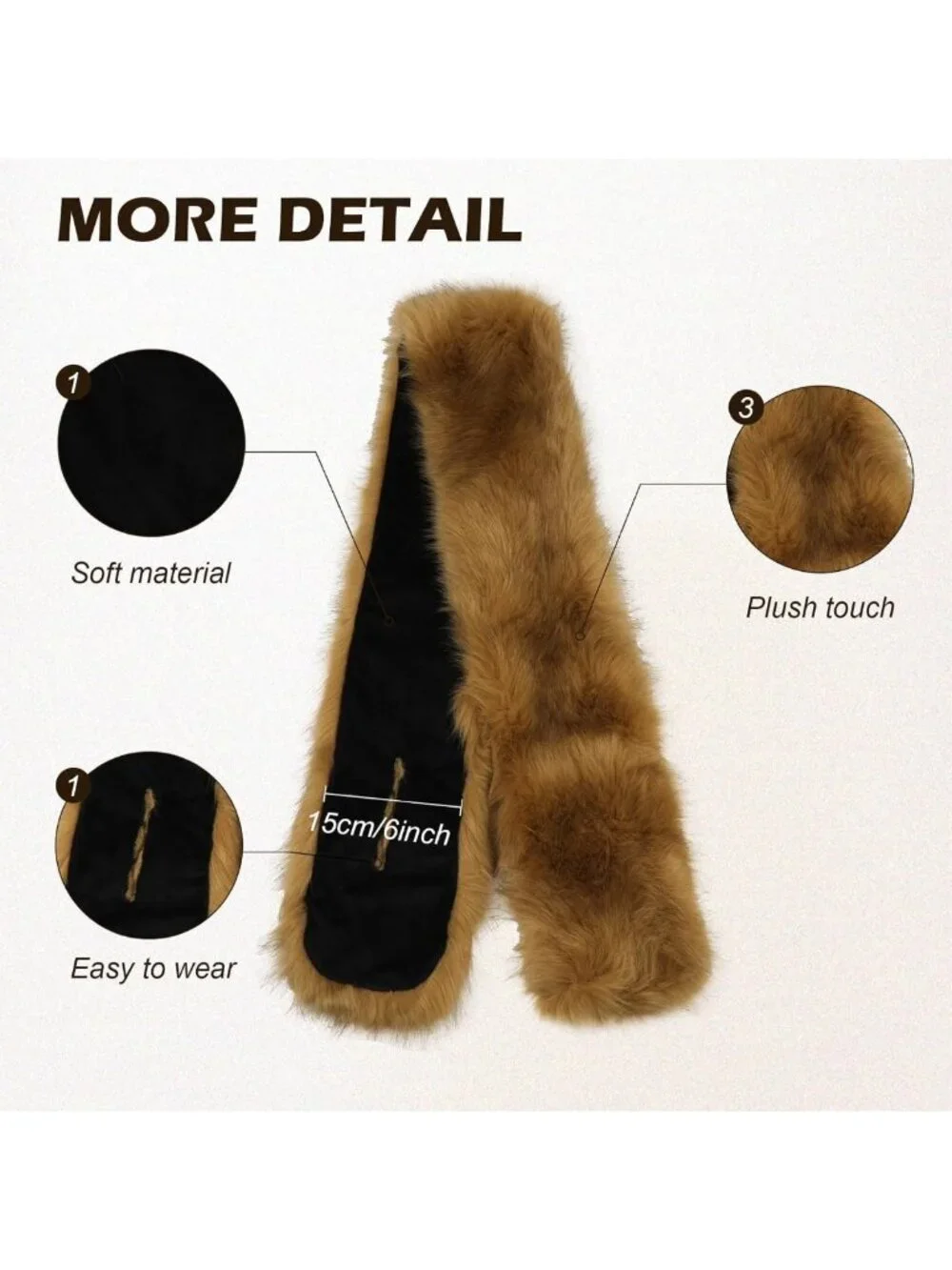 Cozy Faux Fur Collar Scarf Wrap | Fluffy Winter Shawl & Neck Warmer Accessory